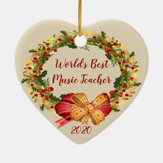 Best Music Teacher Antiquariat Weihnachten Keramik Ornament (Hinten)