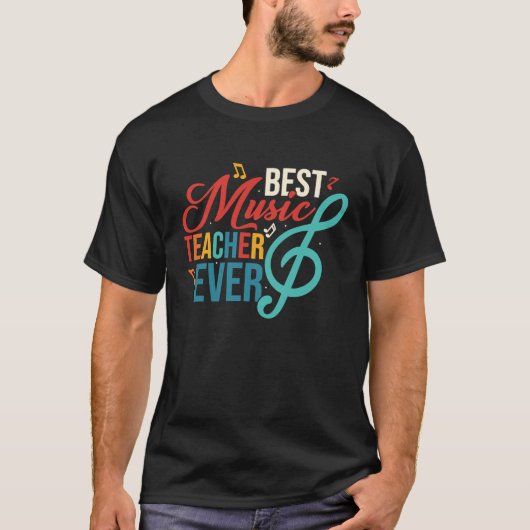 Best Music Teacher Ever Education Notes Instrument T-Shirt (Vorderseite)
