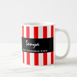 Best NACHBOR Ever RED Stripes Individuelle Name V0 Kaffeetasse