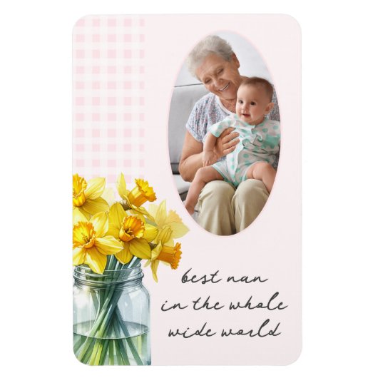 Best Nan Vertical Foto Pink Gingham und Affodien Magnet (Vertikal)