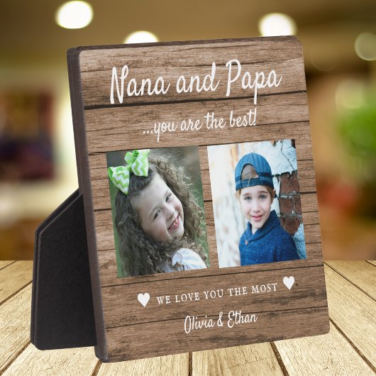 Best Nana and Papa Grandkids 2 Foto Collage Wood Fotoplatte