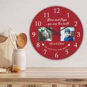Best Nana and Papa Grandkids Foto Collage Rot Große Wanduhr