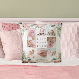 BEST NANA EVA 8 Foto Collage Pink Floral Custom Kissen