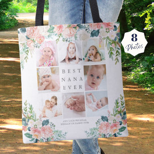 BEST NANA EVA 8 Foto Collage Pink Floral Custom Tasche