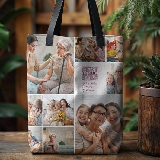 Best Nana Ever Floral 9 Photo Collage Tasche