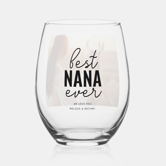 Best Nana Ever Foto Edelstahlglas Weinglas Ohne Stiel (Vorderseite)
