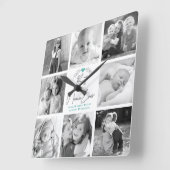 Best Nana Ever Modernes Script 8 Foto Collage Chic Quadratische Wanduhr (Winkel)