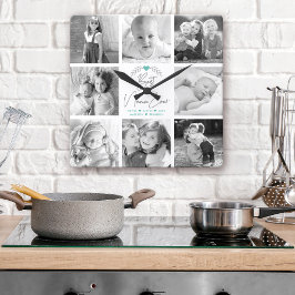 Best Nana Ever Modernes Script 8 Foto Collage Chic Quadratische Wanduhr