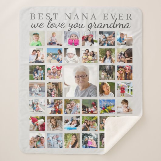 BEST NANA EVER Oma Foto Collage Grau Sherpadecke (Vorderseite)