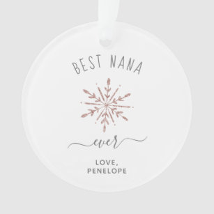 Best Nana Ever   Rose Gold Snowflake und Foto Ornament