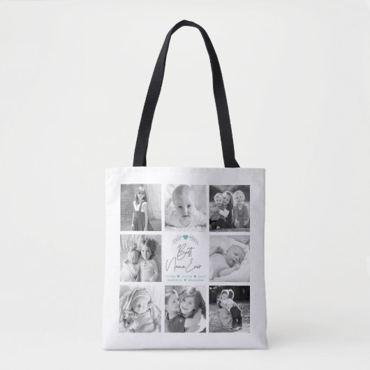 Best Nana Ever Script 8 Foto Collage Moderner Chic Tasche (Vorderseite)