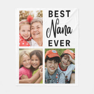 Best Nana je Grandkids 3 Foto Collage Fleecedecke