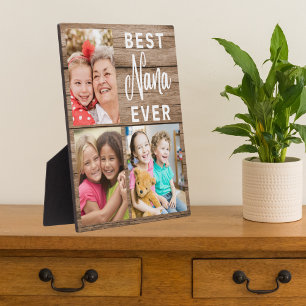 Best Nana je Grandkids 3 Picture Collage Wood Fotoplatte