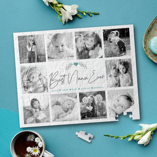 Best Nana je Modernes Script 10 Foto Collage Chic Puzzle