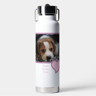 BEST NANA JEMALS PINK HEART TEXT PET DOG FOTO TRINKFLASCHE