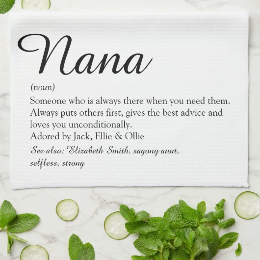Best Nana, Oma, Granny Definition Script Geschirrtuch (Gefaltet)
