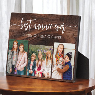 Best Nannie je Wood Grandchildren Foto Collage Fotoplatte