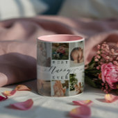 Best Nanny Ever | Elegantes Skript 8 FotoCollage Zweifarbige Tasse