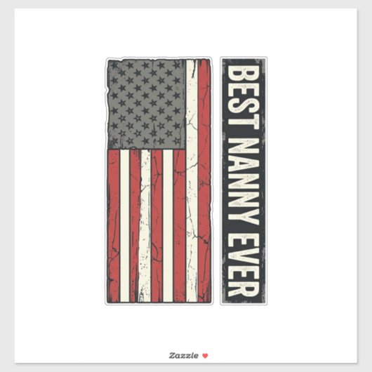 Best Nanny Ever Patriotic Vintage Flag Shirt Desig Aufkleber (Blatt)