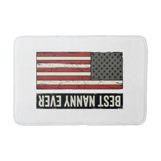 Best Nanny Ever Patriotic Vintage Flag Shirt Desig Badematte