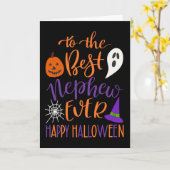 Best Nephew Ever Halloween in Orange und Lila Karte (Gelbe Blume)