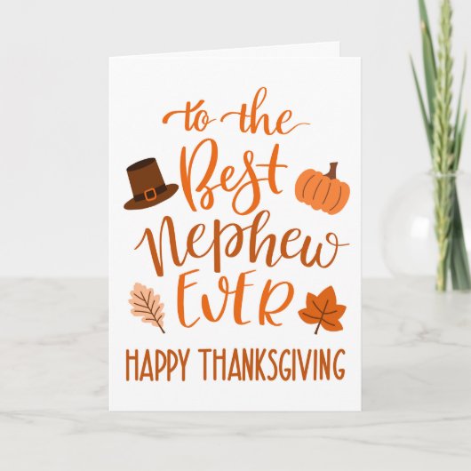 Best Nephew jemals Erntedank Day in Orange Karte (Vorderseite)