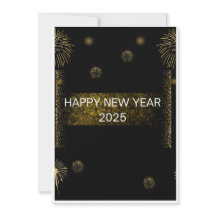 BEST NEW YEARS WISHES Golden Holiday Card