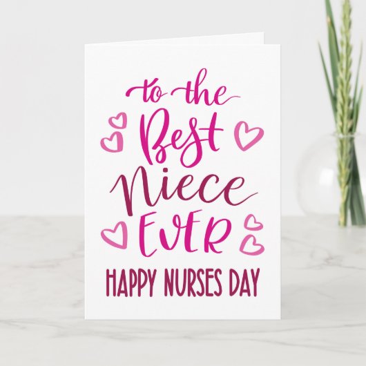 Best Niece je Nurses Day Typografie in Pink Karte (Vorderseite)