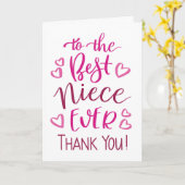 Best Niece jemals danke Typografie in Pink Karte (Gelbe Blume)