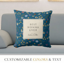 Best Nonna Ever Blumenblume Aquamarine Wildblumen  Kissen