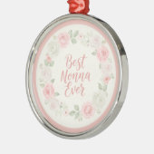 Best Nonna Ever Pink & Green Floral Wreath Ornament Aus Metall (Links)