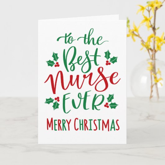 Best Nurse Ever Frohe Weihnachtstypografie Karte (Gelbe Blume)