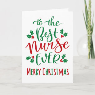 Best Nurse Ever Frohe Weihnachtstypografie Karte