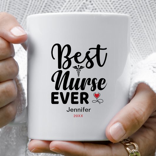 Best Nurse je Caduceus Herz Personalisiert Kaffeetasse