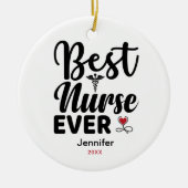 Best Nurse je Caduceus Herz Personalisiert Keramik Ornament (Vorne)