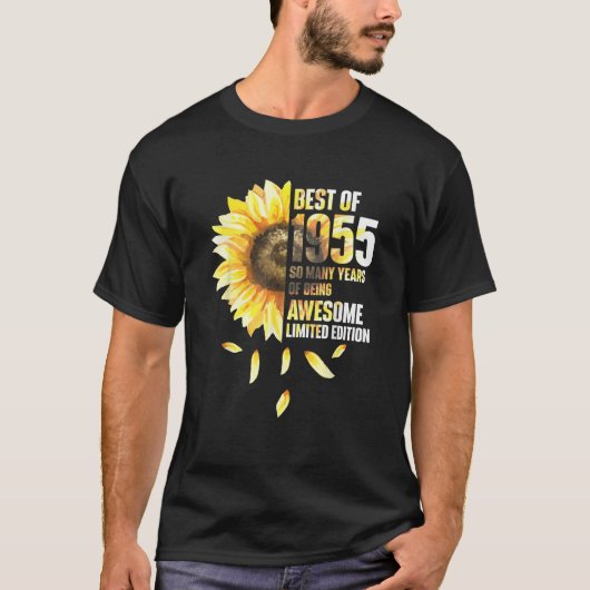 Best Of 1955 Sunflower Year Of Birth Birthday  T-Shirt (Vorderseite)