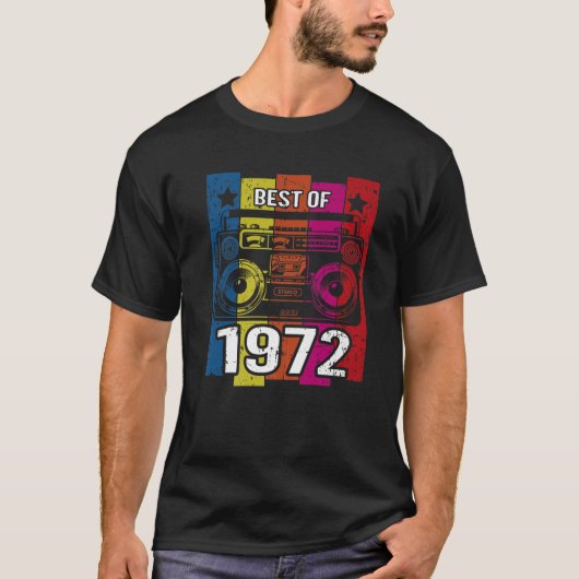 Best of 1972 Stereo Radio Cassette Player Geburtst T-Shirt (Vorderseite)