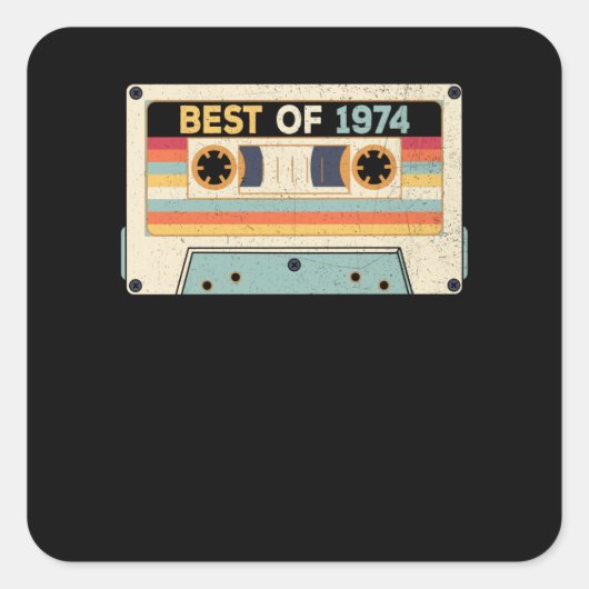 Best of 1974 Birthday Cassette Tape Quadratischer Aufkleber (Vorderseite)