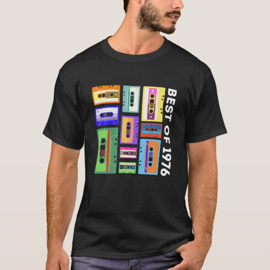 Best of 1976 Cassette Tape 80er 90S Retro Mixtape T-Shirt (Vorderseite)