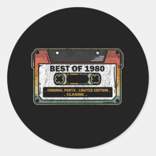 Best Of 1980 Vintage-Kassette Lustiges Geburtstags Runder Aufkleber