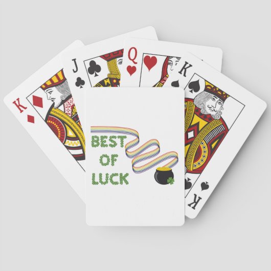Best of Luck Greeting with Clovers and Rainbow Spielkarten (Rückseite)