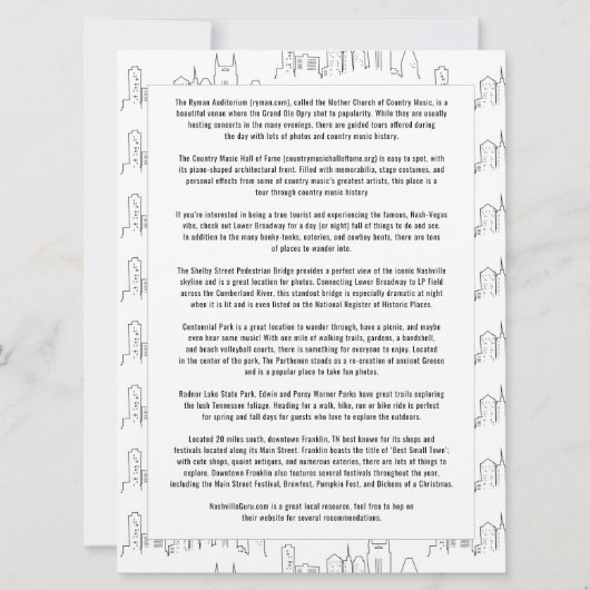 Best of Nashville | Begrüßungsbrief Einladung (Rückseite)