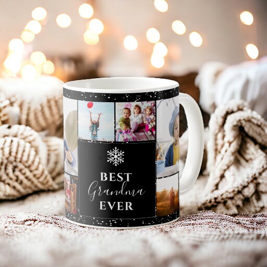 Best Oma Christmas 5 Fotos Collage Gitter schwarz Kaffeetasse