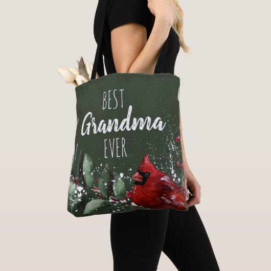 Best Oma jemals Hübsch Red Kardinal Foto Xmas Tasche (Von Nahem)