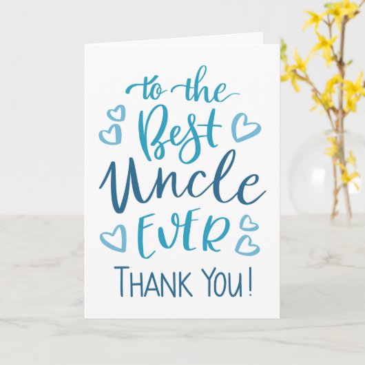 Best Oncle Ever Danke für Typografie in Blau Karte (Gelbe Blume)