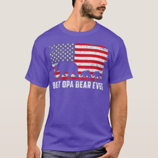 Best Opa Bear je USA American Flag Vatertag T-Shirt