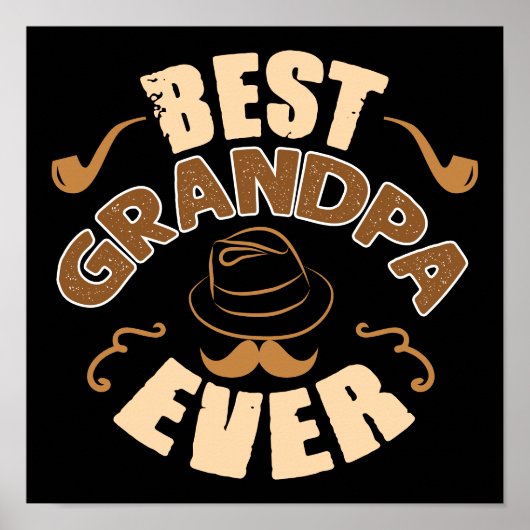 Best Opa Ever - Hut und Pipe Illustration Poster (Vorne)