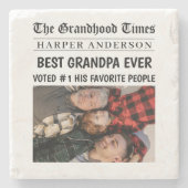 Best Opa je Custom Newspaper Foto Steinuntersetzer (Vorderseite)