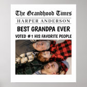 Best Opa je Custom Newspaper Headline Foto Poster (Vorne)