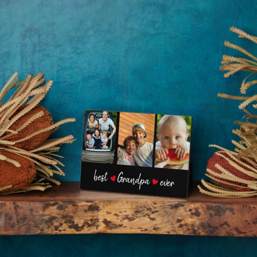 Best Opa jemals Black 3 Foto Custom Fotoplatte (Seite)